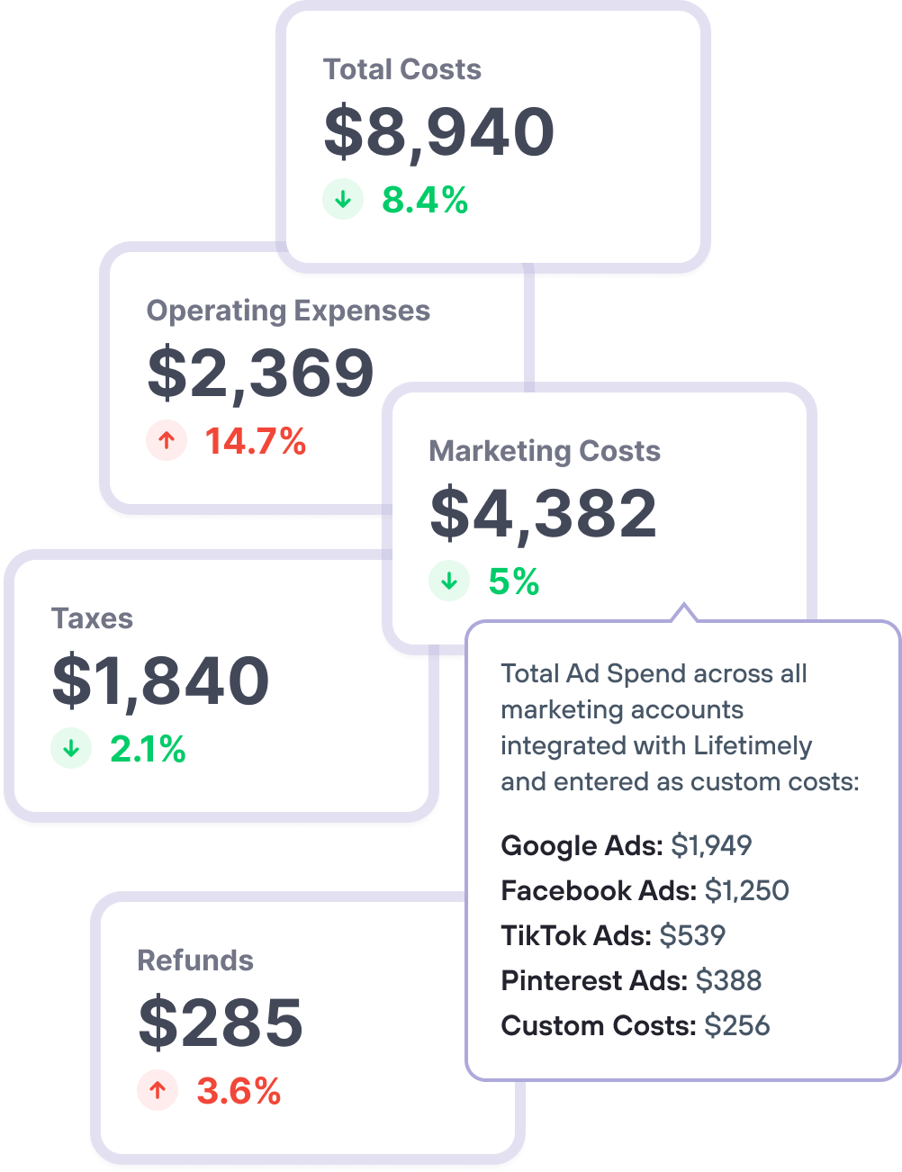 Lifetimely by AMP Cost Breakdown Filters Profit and Loss Shopify