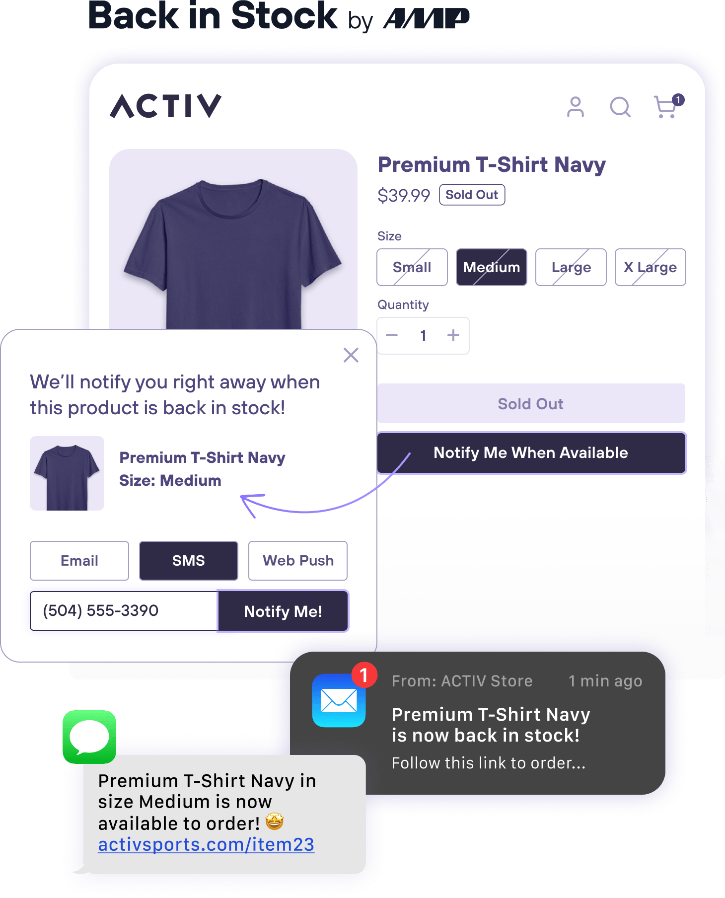 Back in Stock alerts for Shopify by AMP