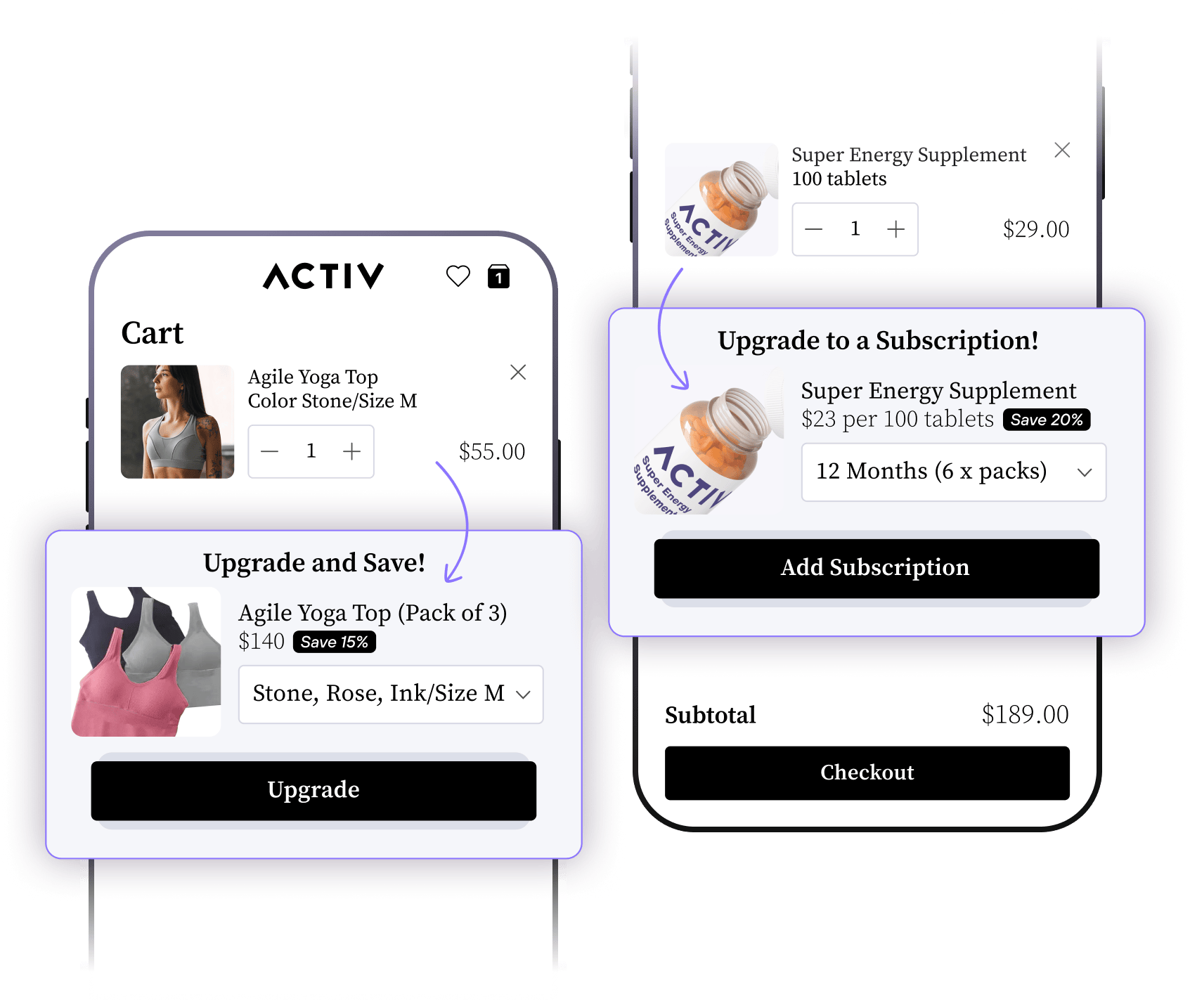 upsell-features-upgrade-and-save-01 Increase AOV with ‘buy more save more’ in Upsell by AMP